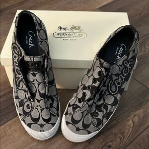 Coach Women's Gray and Black Slip-On Sneakers